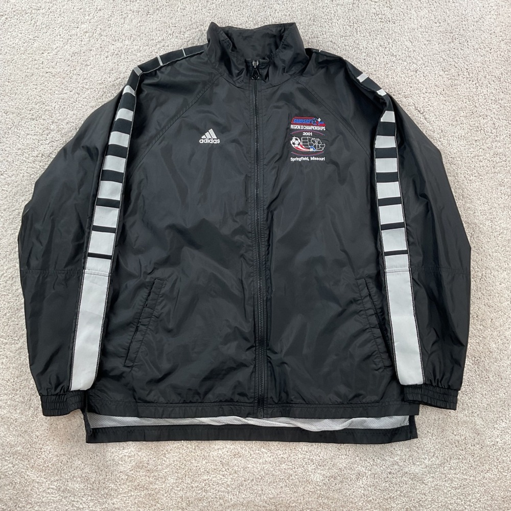 Adidas Mens Black 2001 US‎ Youth Soccer Region II Championships Jacket Large
